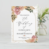 Neutral Colors Boho Floral Wedding Program Einladung (Stehend Vorderseite)