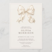 Neutral Coquette Bow Bridal Shower Einladung (Vorderseite)