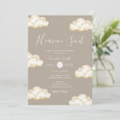 Neutral Cream Cloud Heaven Sent Baby Shower Party Einladung (Stehend Vorderseite)