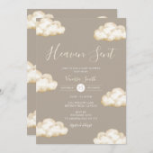 Neutral Cream Cloud Heaven Sent Baby Shower Party Einladung (Vorne/Hinten)