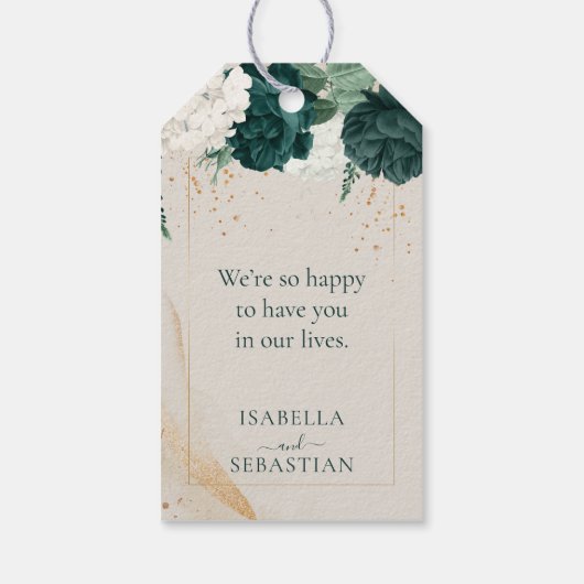 Neutral Cream Lavender Touch Emerald Green Geschenkanhänger (Rückseite)