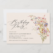 Neutral Cream | Wildflower Garden Any Age Birthday Einladung (Vorderseite)