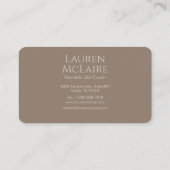 Neutral Dark Taupe Monogram Business Card Visitenkarte (Rückseite)