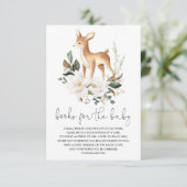 Neutral Deer White Floral Greenerary Books for Bab Begleitkarte (Stehend Vorderseite)