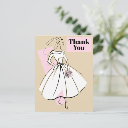 Neutral der Mode-Bride Danke, Postkarte (Stehend Vorderseite)