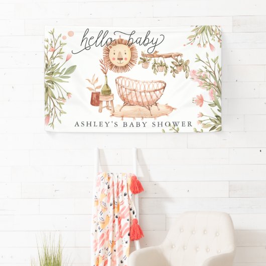 Neutral des Geschlechts | Boho Baby Dusche Willkom Banner (Insitu)