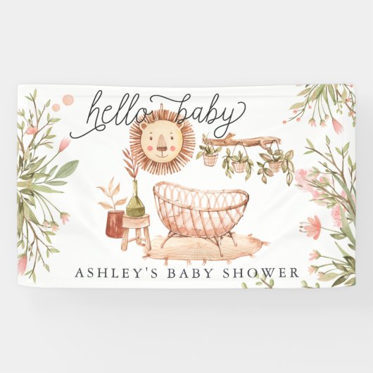 Neutral des Geschlechts | Boho Baby Dusche Willkom Banner (Horizontal)