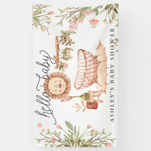 Neutral des Geschlechts | Boho Baby Dusche Willkom Banner (Vertikal)