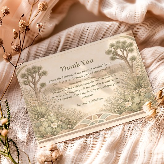 Neutral Desert Floral Birthday Dankeskarte