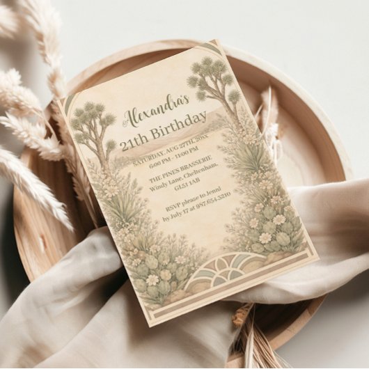 Neutral Desert Floral Birthday Einladung