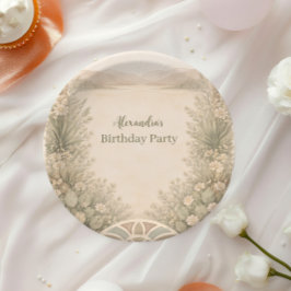 Neutral Desert Floral Birthday Pappteller