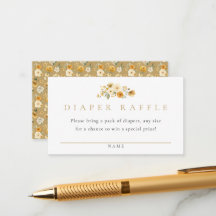 Neutral Diaper Raffle Card | Ivory & Golden Floral