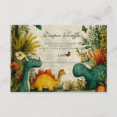 Neutral Dinosaur Baby Shower Diapper Raffle Begleitkarte (Vorderseite)