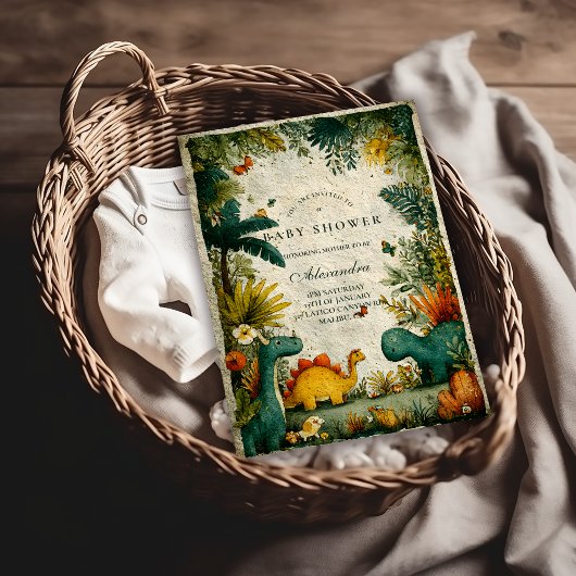 Neutral Dinosaur Baby Shower Einladung