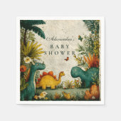 Neutral Dinosaur Baby Shower Serviette (Vorderseite)