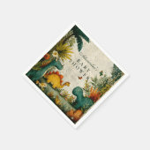 Neutral Dinosaur Baby Shower Serviette (Ecke)