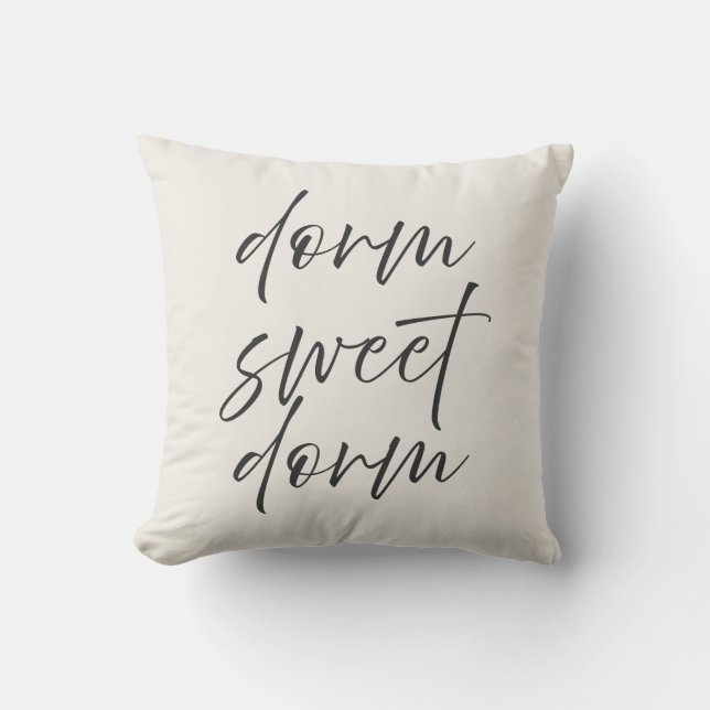 Neutral “Dorm Sweet Dorm” Pillow | Ivory & Gray Kissen (Vorderseite)