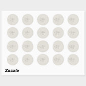 Neutral Dove Gray | Chic Script Minimalistisch Wed Runder Aufkleber (Blatt)