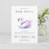 Neutral druckbare Schwanendusche Einladung (Stehend Vorderseite)