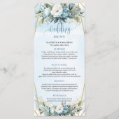 Neutral Dusty Blue Greenery Gold Glitzer Wedding Menükarte (Vorderseite)