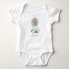 Neutral Dusty Blue Teddy Bear Baby Bear Baby Strampler