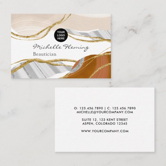 Neutral Earth Agate Business Card Visitenkarte (Vorne/Hinten)