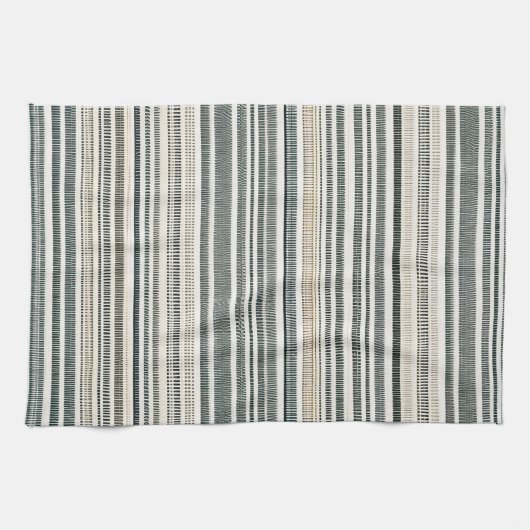 Neutral Earth Tone Boho Stripe Geschirrtuch (Horizontal)