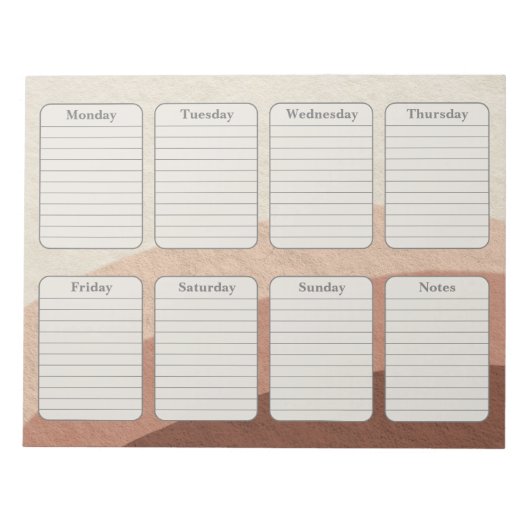 Neutral Earth Tone Boho Weekly Planer Notizblock (Vorderseite)