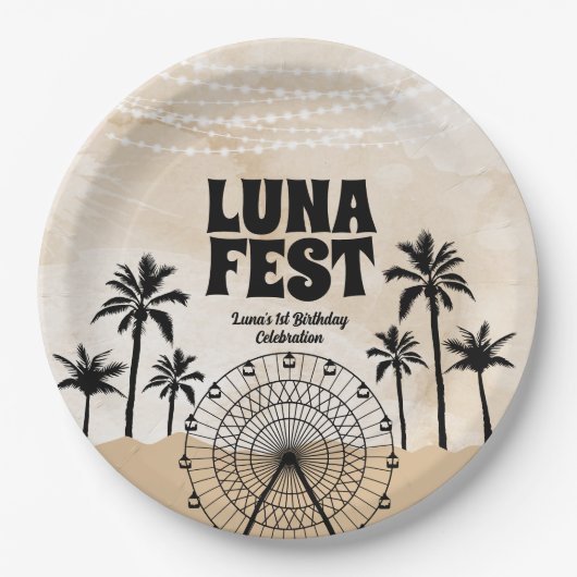 Neutral Earth Tone Music Festival Pappteller (Vorderseite)