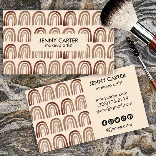 Neutral Earthy Rainbows Muster Boho Unique Brown Visitenkarte