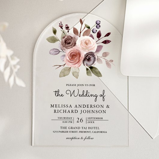 Neutral Earthy Taupe Floral Wedding Acryleinladungen