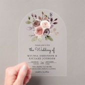 Neutral Earthy Taupe Floral Wedding Acryleinladungen (Insitu (Handheld))