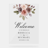 Neutral Earthy Taupe Floral Wedding Welcome Acrylschild (Vorderseite)