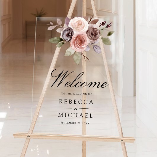 Neutral Earthy Taupe Floral Wedding Welcome Acrylschild