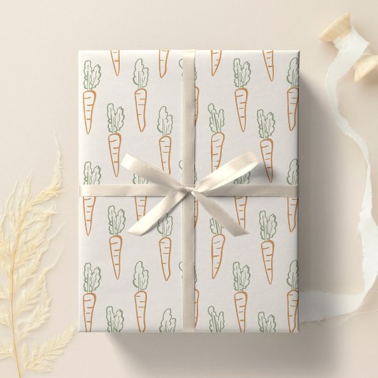 Neutral Easter Pattern Carrot Spring Garden Beige Geschenkpapier