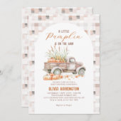 Neutral eine kleine Kürbiskutsche Kinderdusche Einladung (Vorne/Hinten)