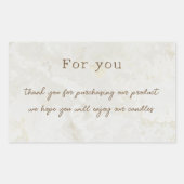 Neutral einfache Marmorkerze Vielen Dank Ihr Produ Rechteckiger Aufkleber (Vorderseite)