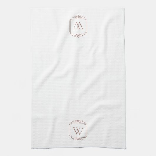 neutral | Einfache Monogramm klassischer Rahmen Geschirrtuch (Vertikal)