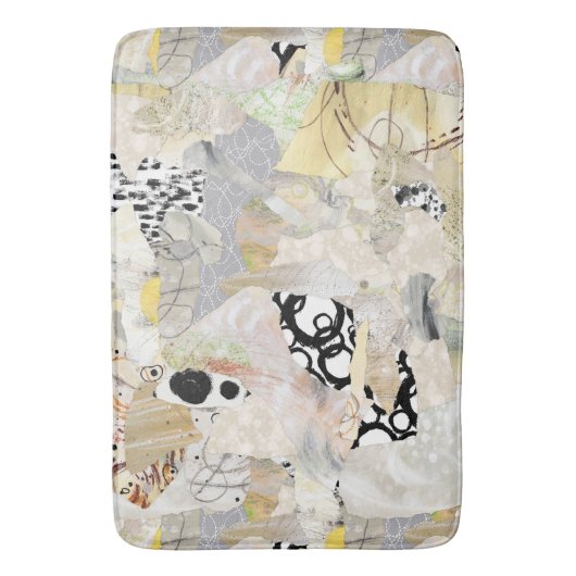 Neutral Elegant Abstract Collage Design Badematte (Vorderseite Vertikal)