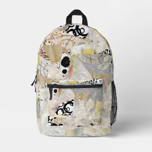 Neutral Elegant Abstract Collage Design Bedruckter Rucksack (Vorderseite)