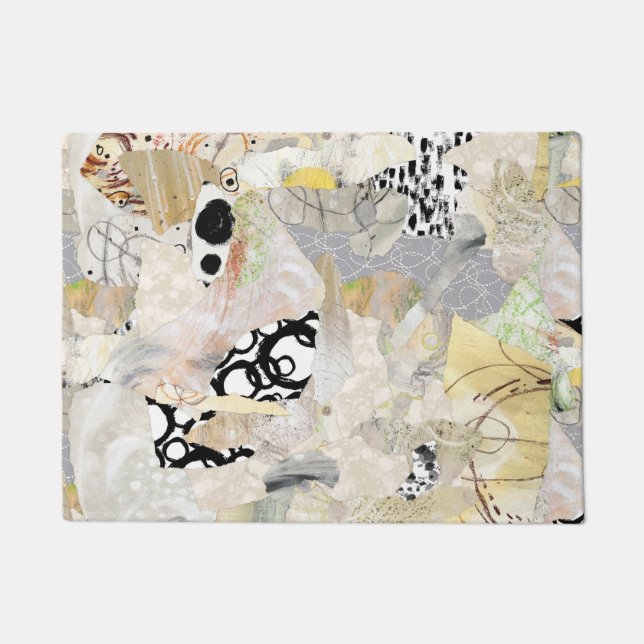 Neutral Elegant Abstract Collage Design Fußmatte (Vorderseite)