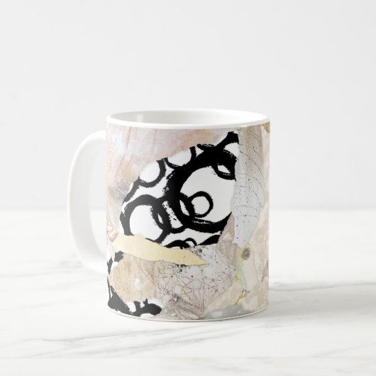 Neutral Elegant Abstract Collage Design Kaffeetasse (Vorderseite Links)