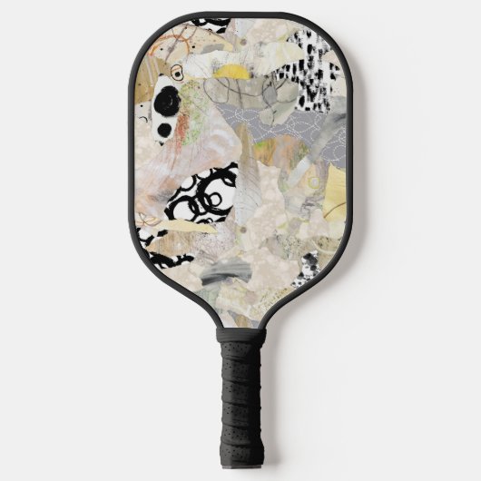 Neutral Elegant Abstract Collage Design Pickleball Schläger (Vorderseite)