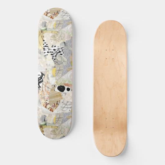Neutral Elegant Abstract Collage Design Skateboard (Vorderseite)