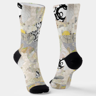 Neutral Elegant Abstract Collage Design Socken