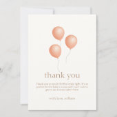 Neutral Elegant Boho Balloon Baby Shower Dankeskarte (Vorderseite)