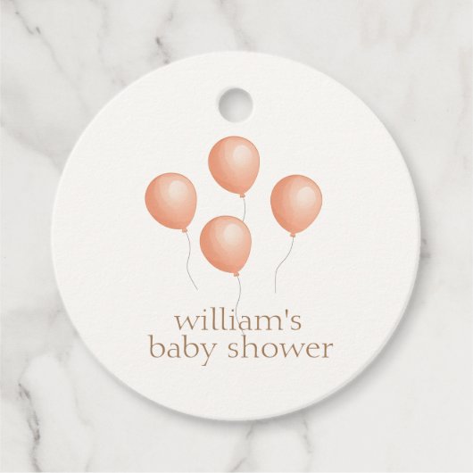 Neutral Elegant Boho Balloon Baby Shower Geschenkanhänger (Vorderseite)