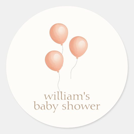 Neutral Elegant Boho Balloon Baby Shower Runder Aufkleber (Vorderseite)