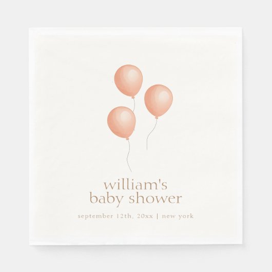 Neutral Elegant Boho Balloon Baby Shower Serviette (Vorderseite)