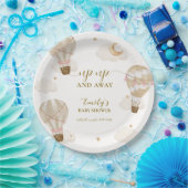 Neutral Elegant Boho Hot Air Ballon Babydusche Pappteller (Party)